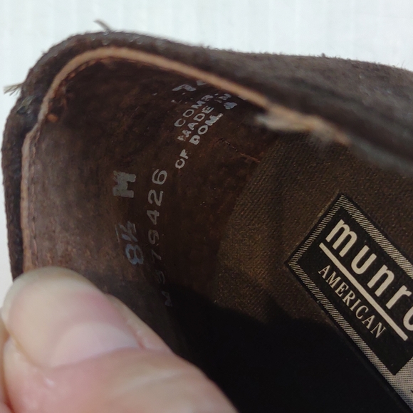 Munro American Zena Brwn Suede Slip-On Walking Wedge Black Elastic Crossing Gore - Picture 15 of 16